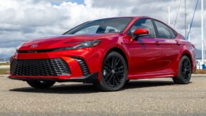 Red Toyota Camry car rental in Los Angeles